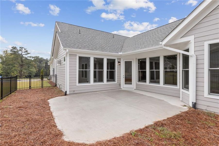 Exterior details and patio area of a home in The Courtyards at Bailey Farms, Dacula (Image 3).
