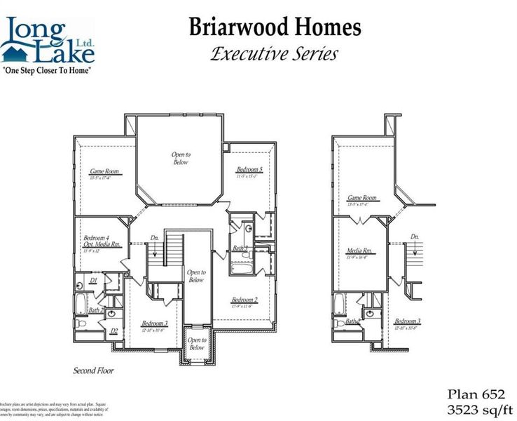 Plan 652 offers 4 bedrooms, 3 full baths, 1 half bath, and over 3,500 sqft of living space.