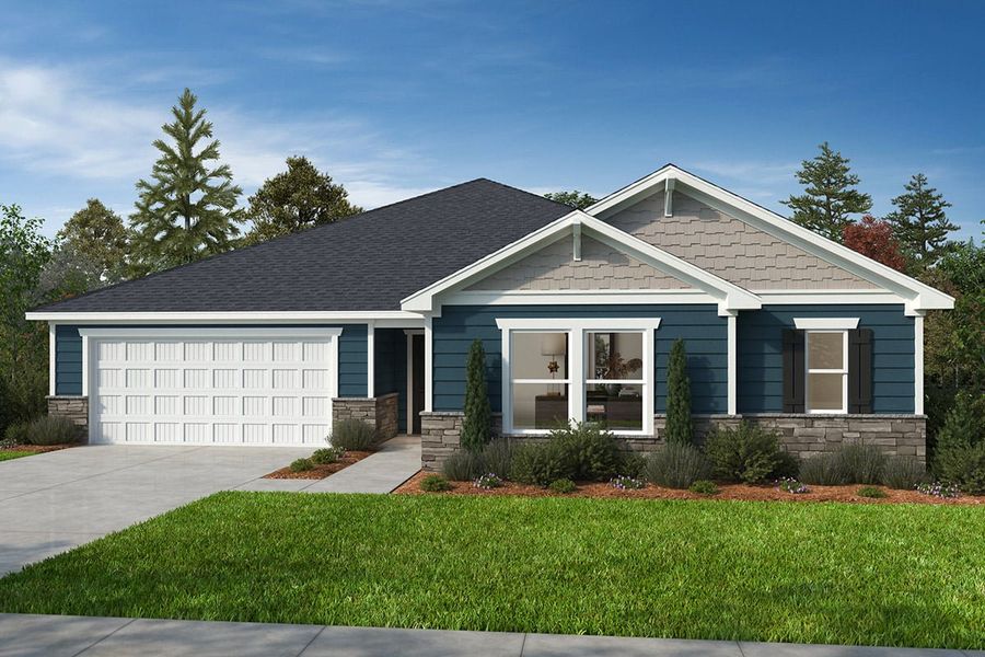 Representative exterior photo of a completed home built from the 2338 by KB Home in Wilson Creek Heritage, Indian Land, SC (Image 6). Representative exterior photo of a completed home built from the 2338 by KB Home in Wilson Creek Heritage, Indian Land, SC (Image 6).