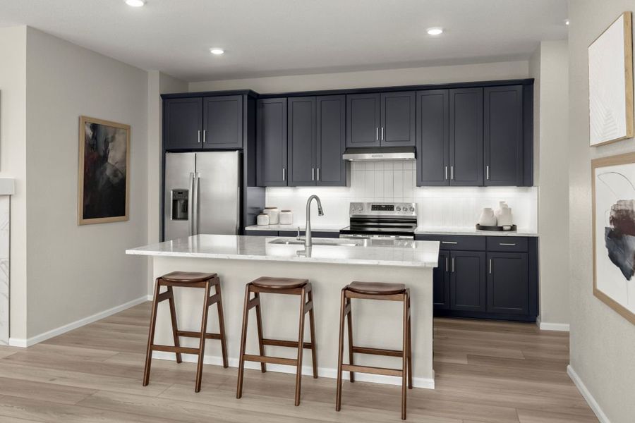 Representative furnished interior of a home built from the Plan 1672 Modeled by KB Home in The Nest Villas at Canyon Creek, Erie (Image 4).