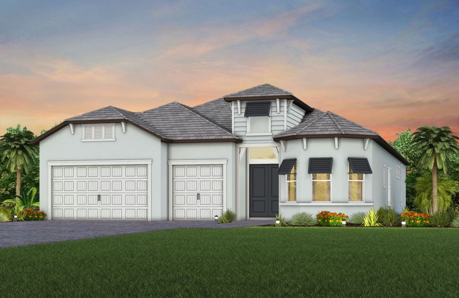 Representative exterior photo of a completed home built from the Layton by Del Webb in Del Webb Explore North River Ranch, Parrish, FL (Image 3).