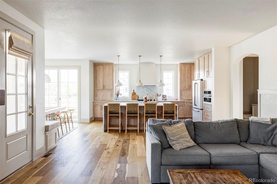 Living Room flows into Kitchen