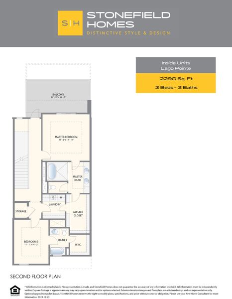2D floor plan layout for the Lago Pointe - Inside by Stonefield Homes in Lago Pointe, Seabrook, TX (Image 3).