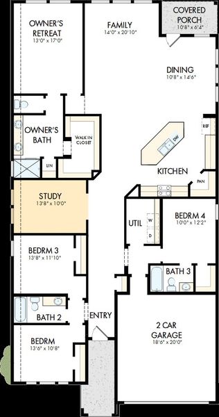 2D floor plan layout of this home in Creekshaw – Classic, Royse City, TX (Image 2). 2D floor plan layout of this home in Creekshaw – Classic, Royse City, TX (Image 2).