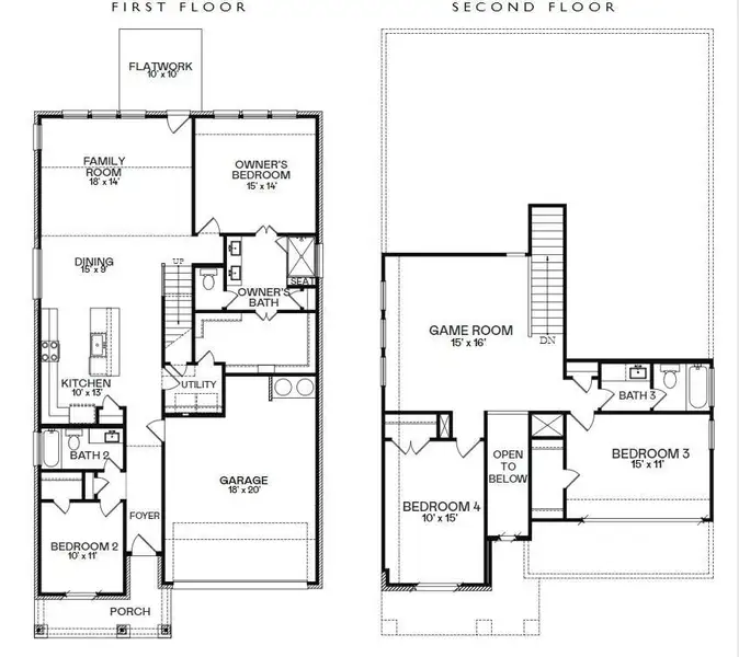 2D floor plan layout of this home in Winward Cove, Katy, TX (Image 2).