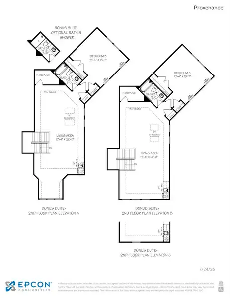 2D floor plan layout for the Provenance by Epcon Communities in The Courtyards at Redbud Lane, Holly Springs, GA (Image 7).