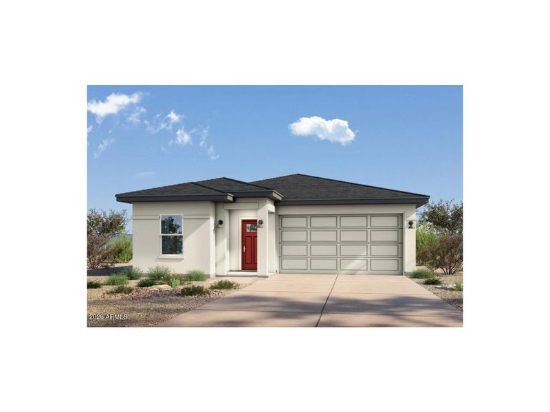 Front exterior of a new home in Vineyards at Cottonwood, Cottonwood, AZ, highlighting curb appeal (Image 1). Front exterior of a new home in Vineyards at Cottonwood, Cottonwood, AZ, highlighting curb appeal (Image 1).