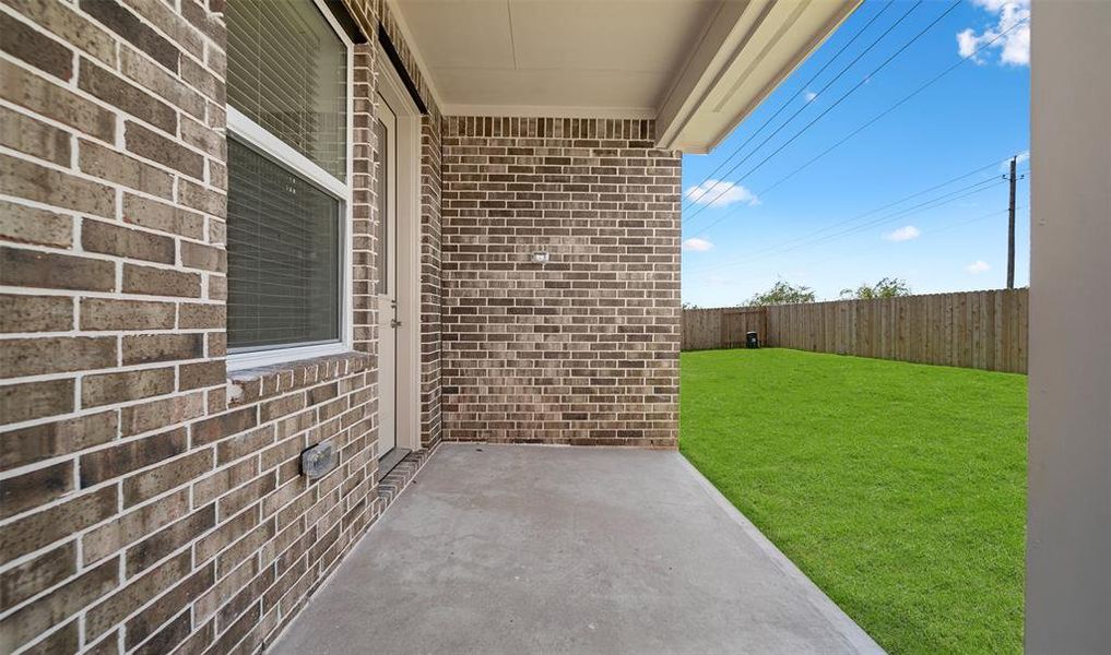 Covered patio in backyard