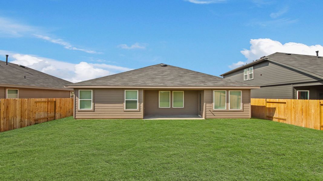 Exterior details and patio area of a home in Harrington Trails at The Canopies, Splendora (Image 3). Exterior details and patio area of a home in Harrington Trails at The Canopies, Splendora (Image 3).