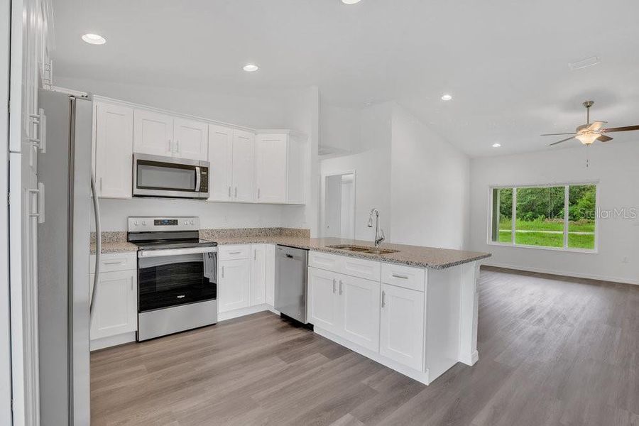 Kitchen with Living Room View