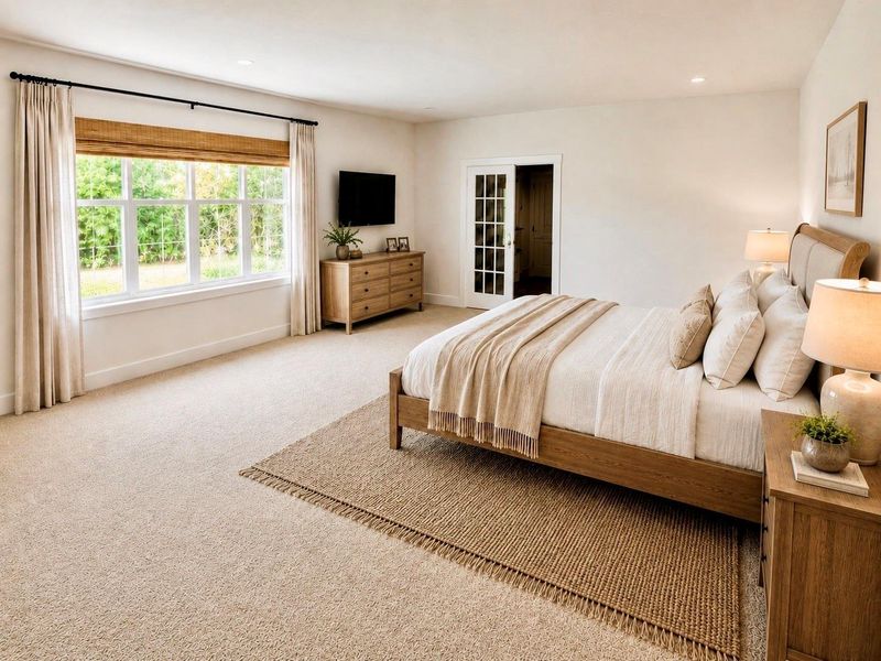 This upstairs secondary bedroom offers a comfortable layout with multiple windows that bring in natural light and plenty of room for a full bedroom furniture setup. The room also includes a nice-sized closet, adding practical storage and everyday functionality to the second floor. * Photo rendering shown as home is currently under construction | Final appearance may vary * This upstairs secondary bedroom offers a comfortable layout with multiple windows that bring in natural light and plenty of room for a full bedroom furniture setup. The room also includes a nice-sized closet, adding practical storage and everyday functionality to the second floor. * Photo rendering shown as home is currently under construction | Final appearance may vary *