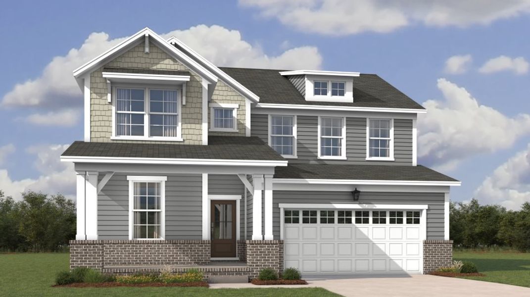 Front exterior of a new home in Arbors at Compton, Murfreesboro, TN, highlighting curb appeal (Image 1). Front exterior of a new home in Arbors at Compton, Murfreesboro, TN, highlighting curb appeal (Image 1).