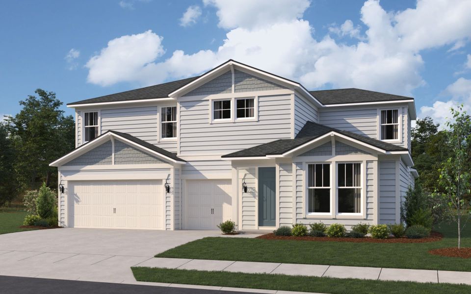 Representative exterior photo of a completed home built from the Merlot Grand by Pulte Homes in Terrapin Creek, Jacksonville, FL (Image 21). Representative exterior photo of a completed home built from the Merlot Grand by Pulte Homes in Terrapin Creek, Jacksonville, FL (Image 21).