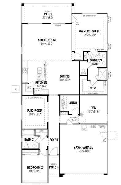2D floor plan layout for the Copper by Mattamy Homes in Saguaro Reserve II, Marana, AZ (Image 4).