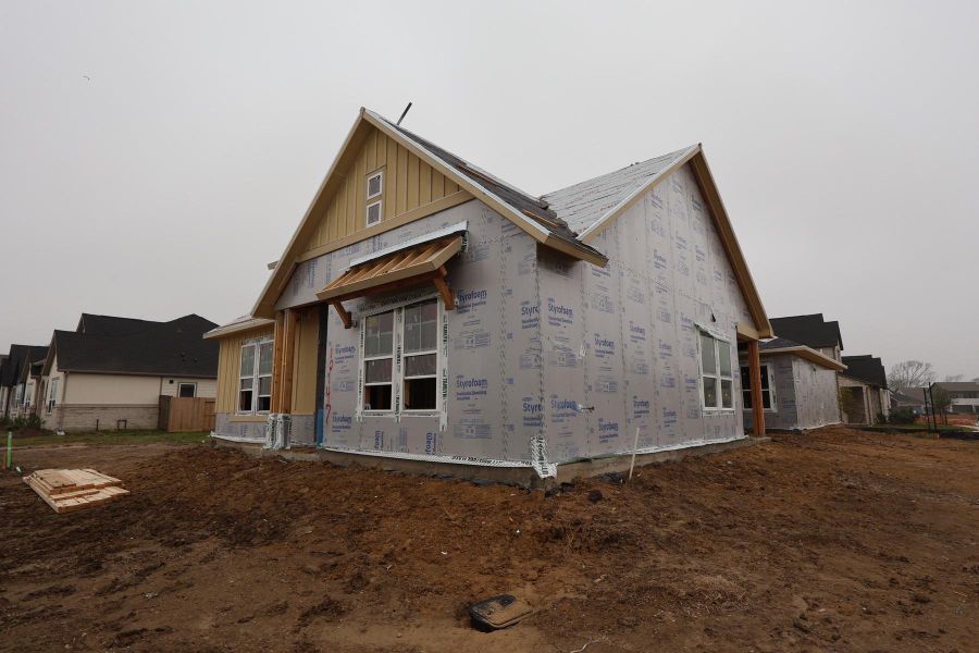 In-progress construction of a new home in Riceland 50’ Alley Load Homesites, Mont Belvieu, TX (Image 8).
