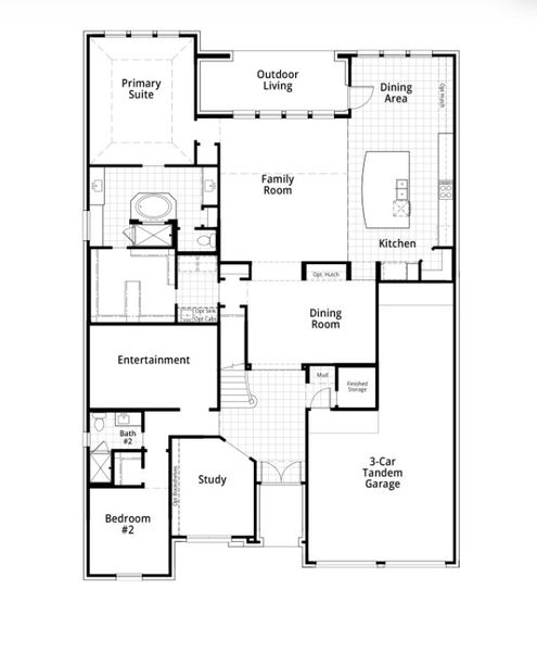 2D floor plan layout for the 222 by Highland Homes in Hallie's Cove, Schertz, TX (Image 23).