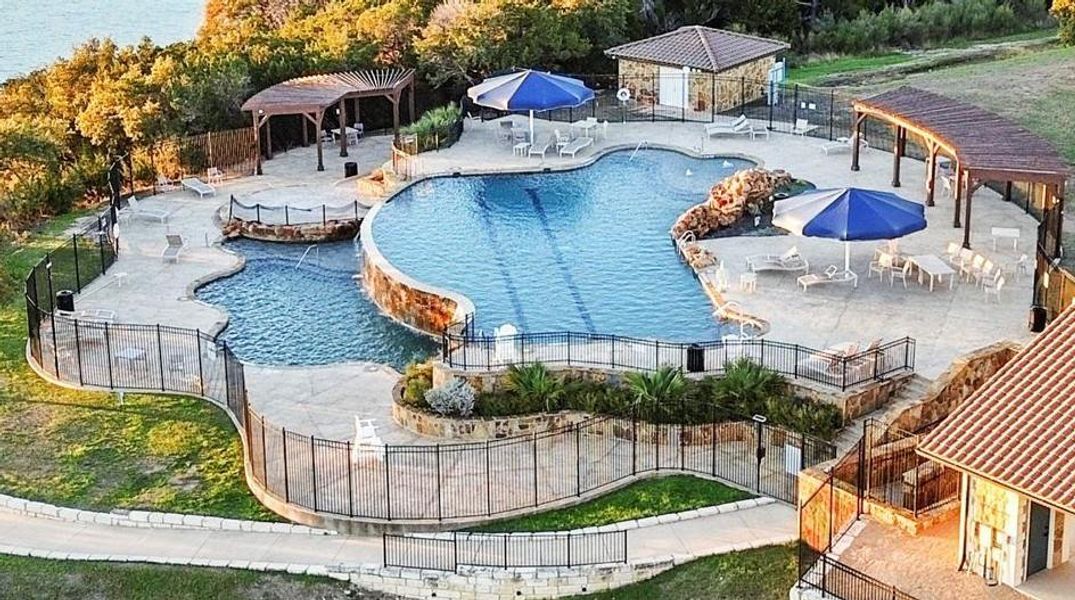 View of pool featuring a gazebo and a patio