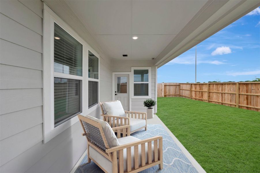 Enjoy the outdoors on the covered patio Enjoy the outdoors on the covered patio