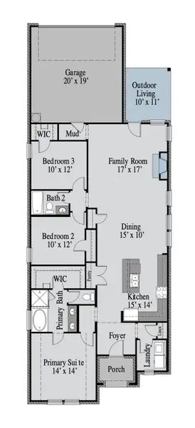 2D floor plan layout of this home in Edgewater, Fate, TX (Image 5).