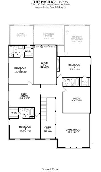 2D floor plan layout for the Pacifica by Landon Homes in Fields - Brookside North, Frisco, TX (Image 4). 2D floor plan layout for the Pacifica by Landon Homes in Fields - Brookside North, Frisco, TX (Image 4).