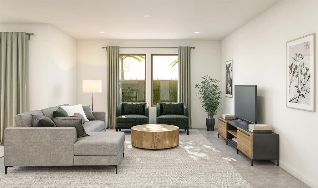 Cozy great room (*Artist rendering used for illustration purposes only.) Cozy great room (*Artist rendering used for illustration purposes only.)