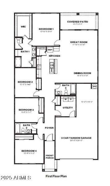 Saguaro Floor Plan 3 Car Tandem