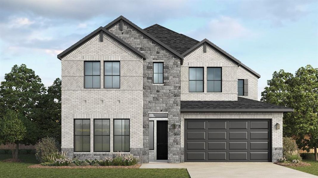 Front exterior of a new home in Clearview Ranch, Royse City, TX, highlighting curb appeal (Image 1).