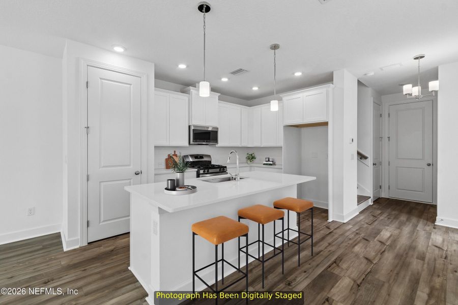 Furnished interior view inside a new home in Westerly Park at Wildlight – Overlook Collection, Yulee (Image 6). Furnished interior view inside a new home in Westerly Park at Wildlight – Overlook Collection, Yulee (Image 6).