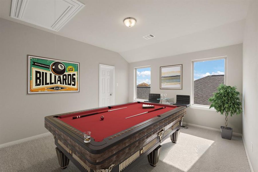 As you make your way upstairs this exceptional game room is a standout feature in this remarkable property, offering a space that combines luxury and fun for all ages.