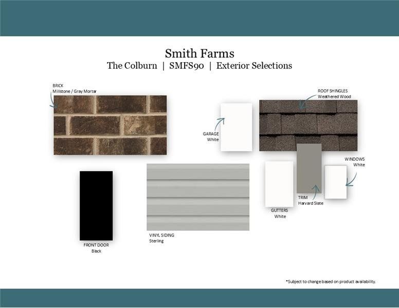 Sample of building materials used in homes in Smith Farms, Murfreesboro (Image 44).