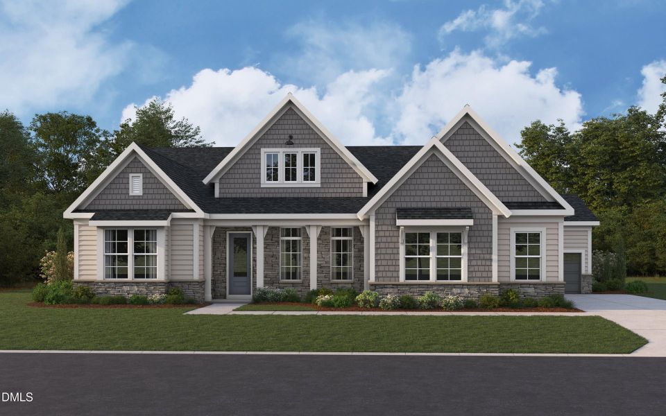 Front exterior of a new home in Watson at Flowers Plantation, Clayton, NC, highlighting curb appeal (Image 1). Front exterior of a new home in Watson at Flowers Plantation, Clayton, NC, highlighting curb appeal (Image 1).