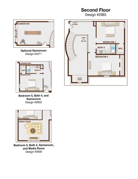 2D floor plan layout for the Grand Silverwood by Grand Homes in Grand Oaks, Celina, TX (Image 5).