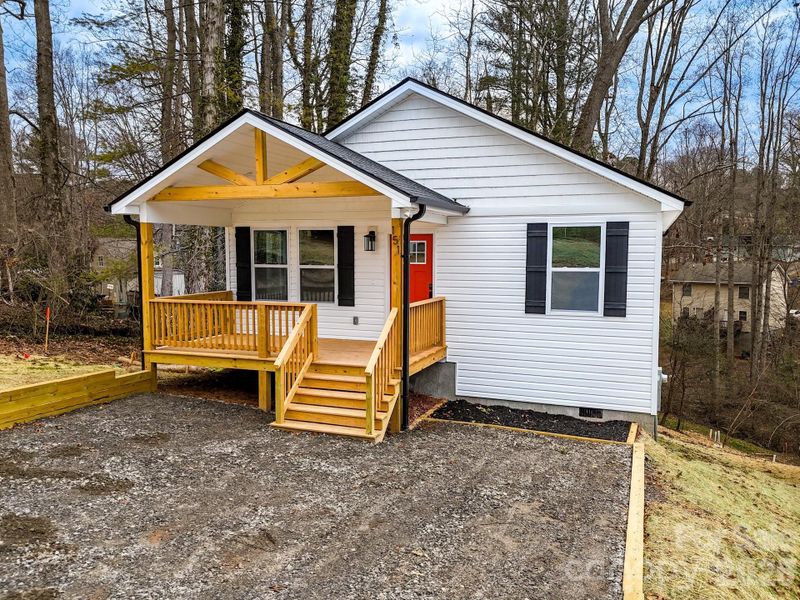 Exterior details and patio area of a home in , Asheville (Image 24).