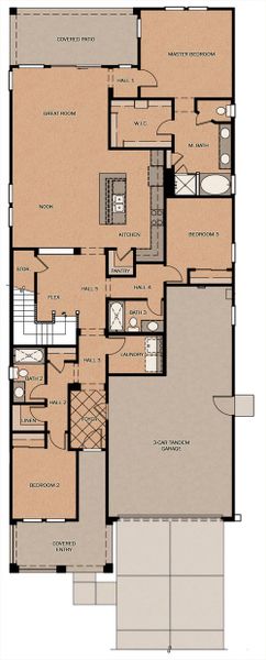 2D floor plan layout for the Seagrass w/Loft by Fulton Homes in Meadows at Barney Farms, Queen Creek, AZ (Image 3).
