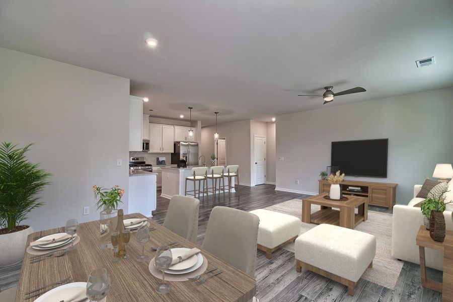 Dining Area, Family Room and Kitchen