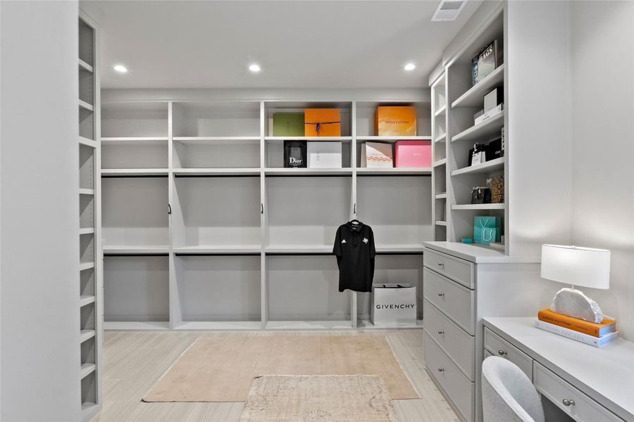 Primary extra large Closet with vanity