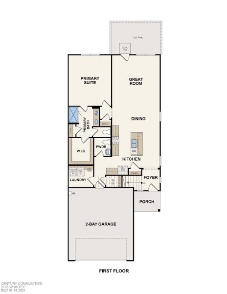 2D floor plan layout of this home in Trails at Woodhaven, La Marque, TX (Image 3).