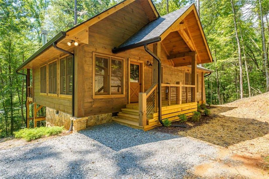 Exterior details and patio area of a home in , Cherry Log (Image 17).