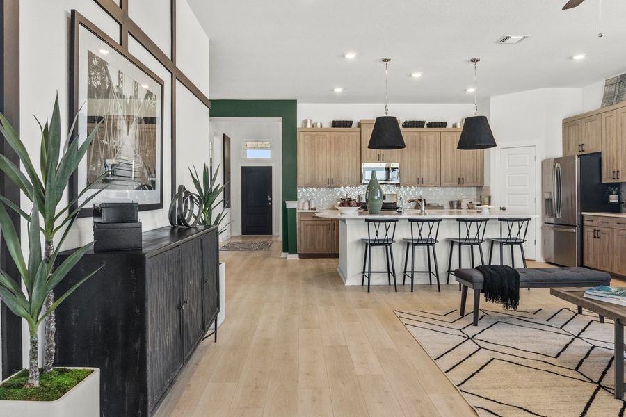 Furnished interior view inside a new home in The Grove at Blackhawk, Pflugerville (Image 8). Furnished interior view inside a new home in The Grove at Blackhawk, Pflugerville (Image 8).