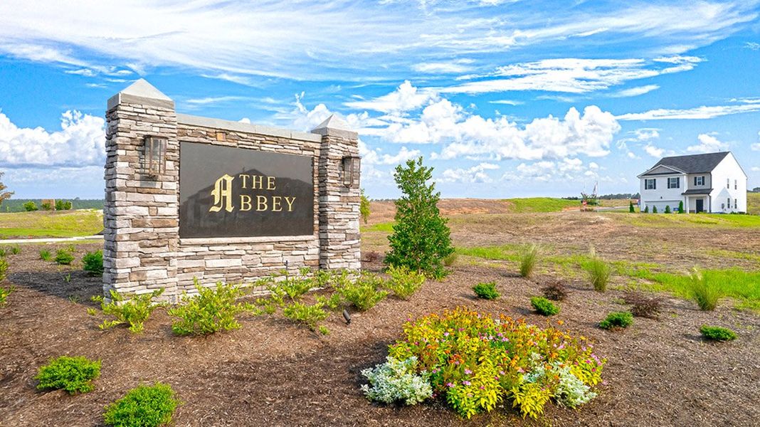 Front exterior of a new home in The Abbey at Trolley Run Station, Aiken, SC, highlighting curb appeal (Image 17).