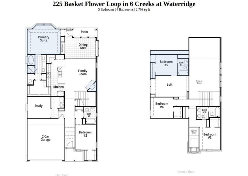 2D floor plan layout of this home in 6 Creeks at Waterridge, Kyle, TX (Image 3).