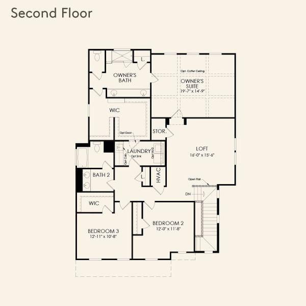 2D floor plan layout for the Hayworth by John Wieland in Villages at Sharon Springs, Cumming, GA (Image 4).