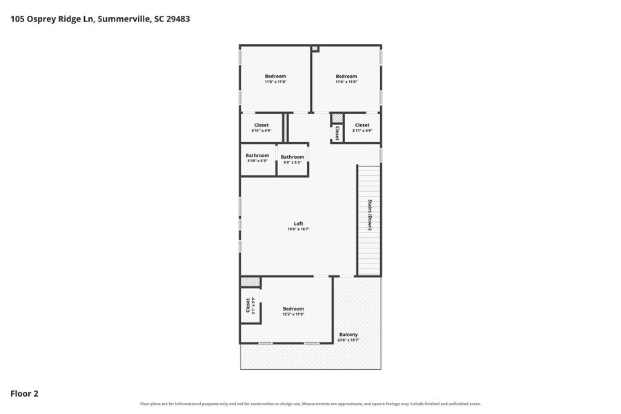 2D floor plan layout of this home in Limehouse Village: Row Collection, Summerville, SC (Image 7).