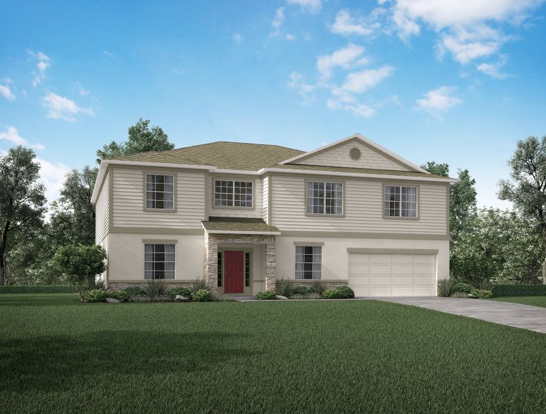 Representative exterior photo of a completed home built from the Westfield by Maronda Homes in Coastal Communities, Edgewater, FL (Image 16).