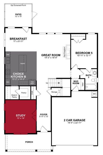 2D floor plan layout of this home in Friendship Village, Apex, NC (Image 3).
