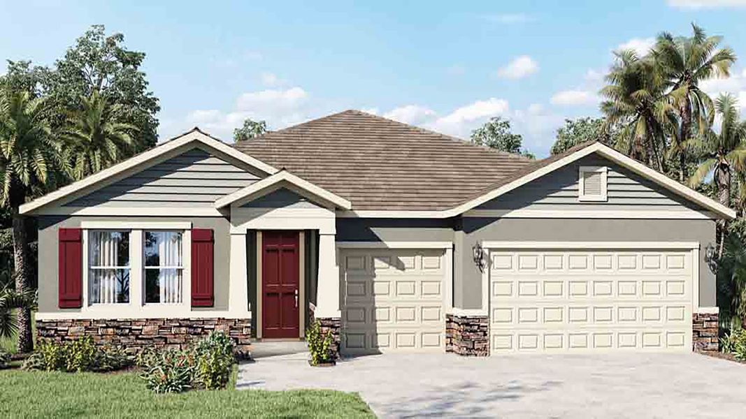 Front exterior of a new home in Archers Mill, Ormond Beach, FL, highlighting curb appeal (Image 2). Front exterior of a new home in Archers Mill, Ormond Beach, FL, highlighting curb appeal (Image 2).