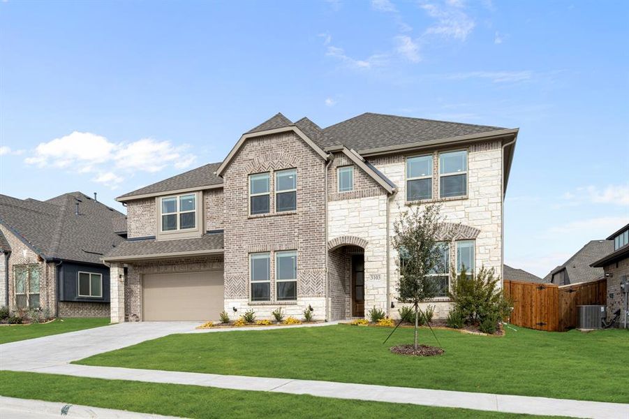 Front exterior of a new home in Liberty, Melissa, TX, highlighting curb appeal (Image 2).