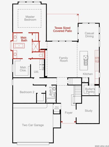 2D floor plan layout of this home in Buffalo Crossing, Cibolo, TX (Image 3).