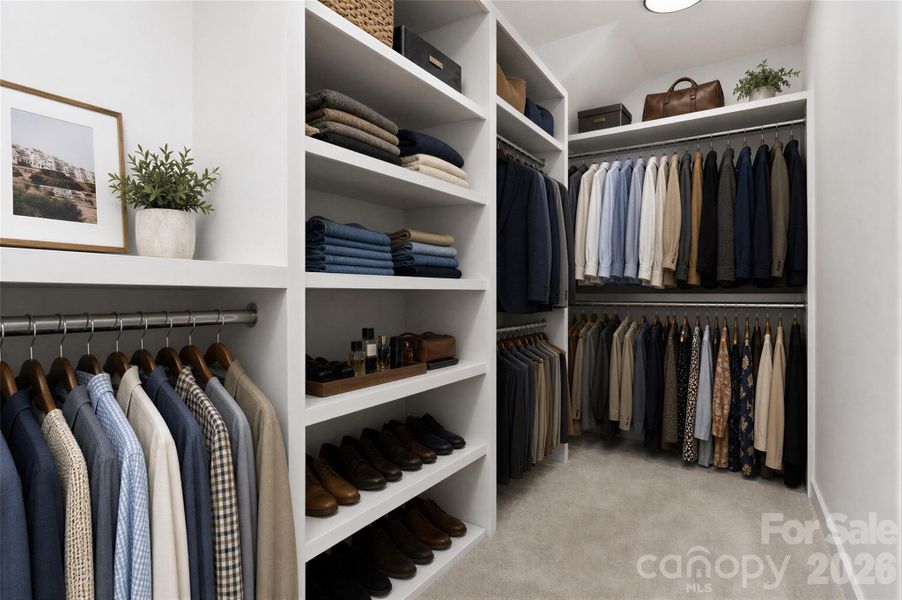 Primary closet virtually staged Primary closet virtually staged