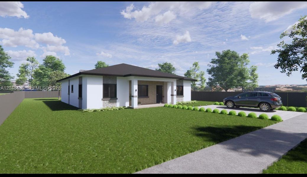 Front exterior of a new home in , Miami, FL, highlighting curb appeal (Image 1). Front exterior of a new home in , Miami, FL, highlighting curb appeal (Image 1).